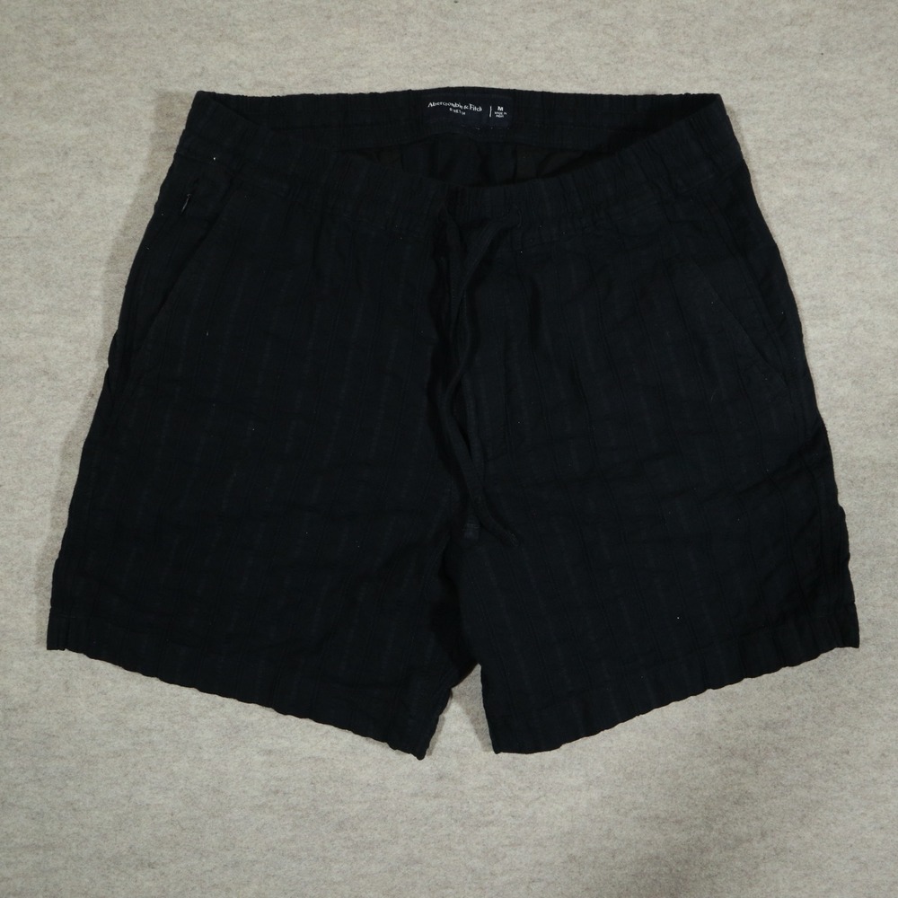Abercrombie & Fitch Mens Stretch Linen Blend Shorts Black Medium Gorpcore Y2K